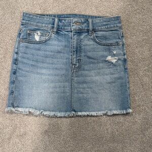 Denim Mini Skirt with Distressed Details